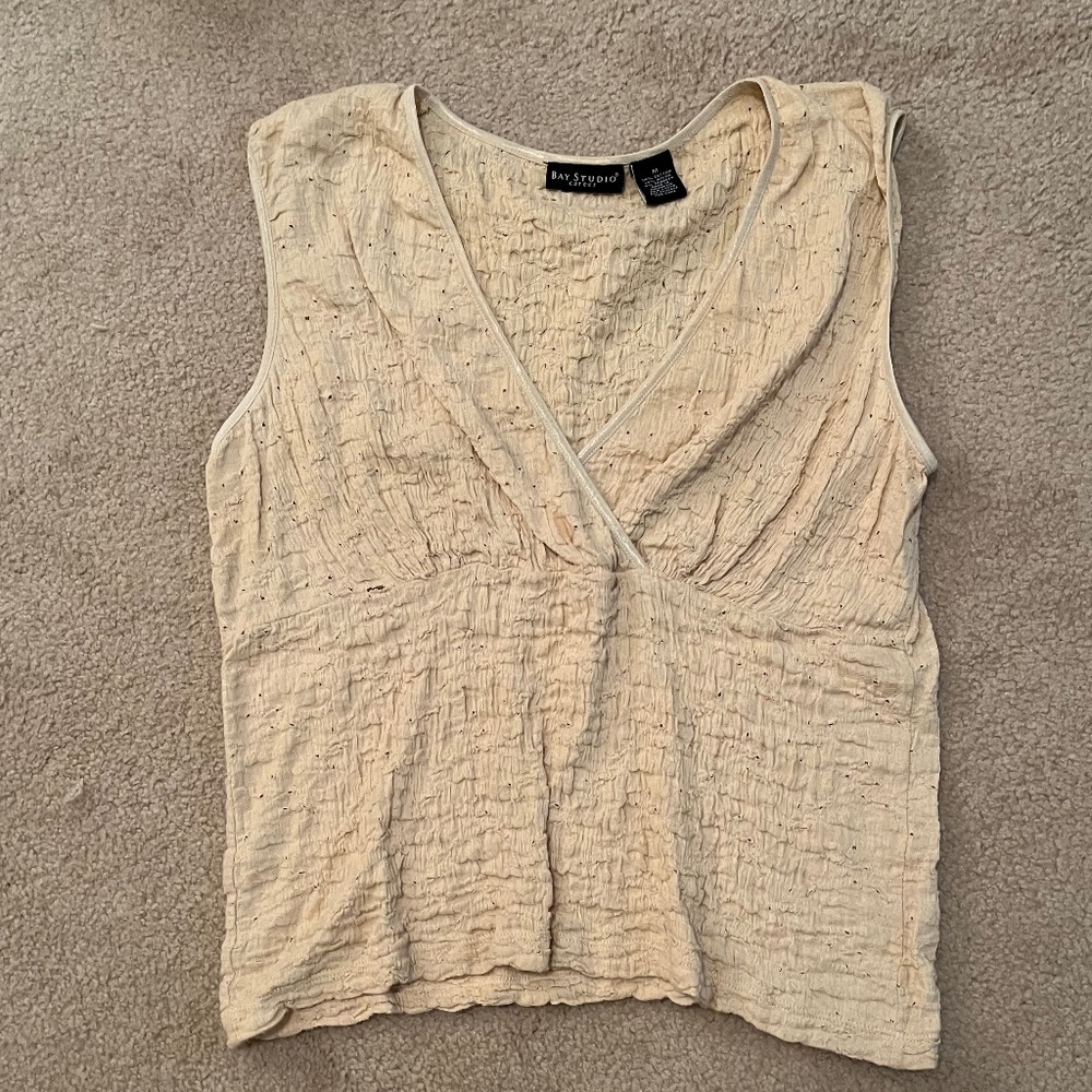 EUC Bay Studio Career Beige Textured Sleeveless Top (M)